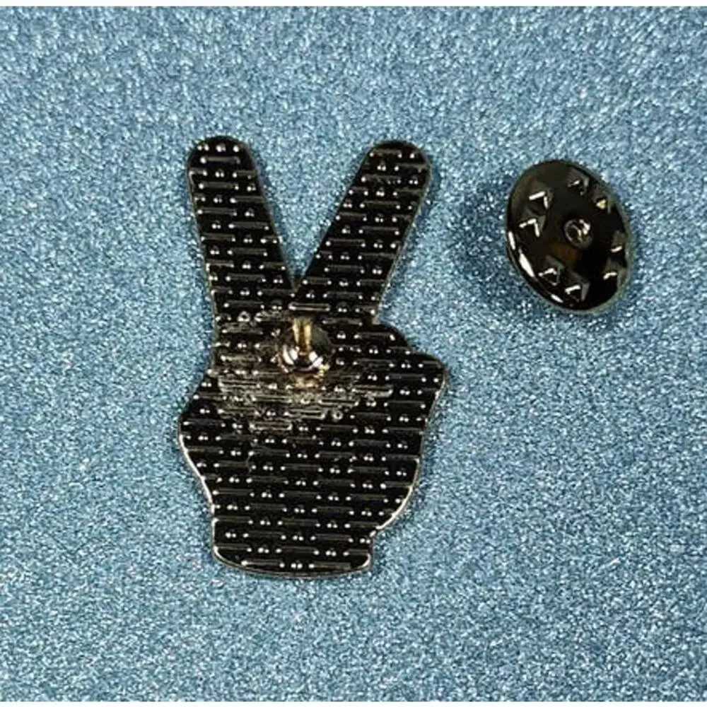Rainbow Peace Sign Fingers Pin - Hat, Lapel, Lanyard, Apron, Jacket or Backpack